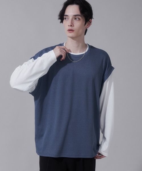 BROWNY（ブラウニー）の「BROWNY/フェイクレイヤードベストT（Tシャツ/カットソー・メンズ・チャコール/ネイビー・LARGE/MEDIUM）」の13枚目の写真