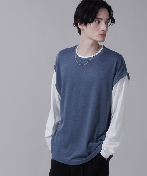 BROWNY（ブラウニー）の「BROWNY/フェイクレイヤードベストT（Tシャツ/カットソー・メンズ・チャコール/ネイビー・LARGE/MEDIUM）」の14枚目の写真