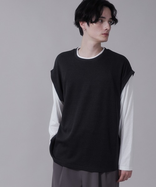 BROWNY（ブラウニー）の「BROWNY/フェイクレイヤードベストT（Tシャツ/カットソー・メンズ・チャコール/ネイビー・LARGE/MEDIUM）」の6枚目の写真