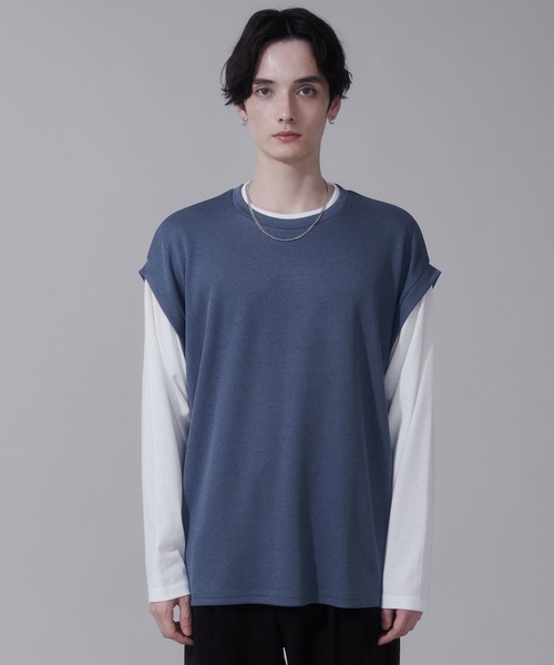 BROWNY（ブラウニー）の「BROWNY/フェイクレイヤードベストT（Tシャツ/カットソー・メンズ・チャコール/ネイビー・LARGE/MEDIUM）」の15枚目の写真