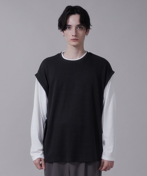 BROWNY（ブラウニー）の「BROWNY/フェイクレイヤードベストT（Tシャツ/カットソー・メンズ・チャコール/ネイビー・LARGE/MEDIUM）」の7枚目の写真