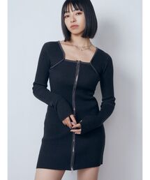 プレーティングリブジップワンピース