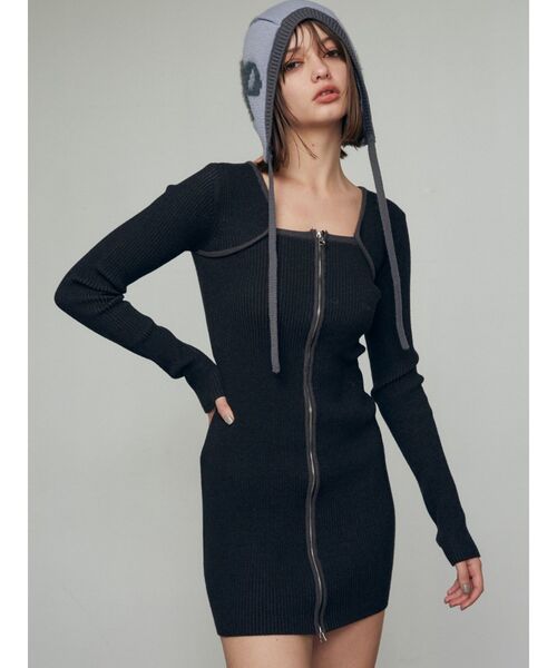 EMODA(エモダ)の「プレーティングリブジップワンピース(ワンピース・レディース・ベージュ/ブラック/グレー・FREE)」の17枚目の写真