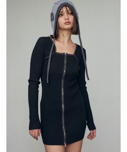 EMODA(エモダ)の「プレーティングリブジップワンピース(ワンピース・レディース・ベージュ/ブラック/グレー・FREE)」の18枚目の写真