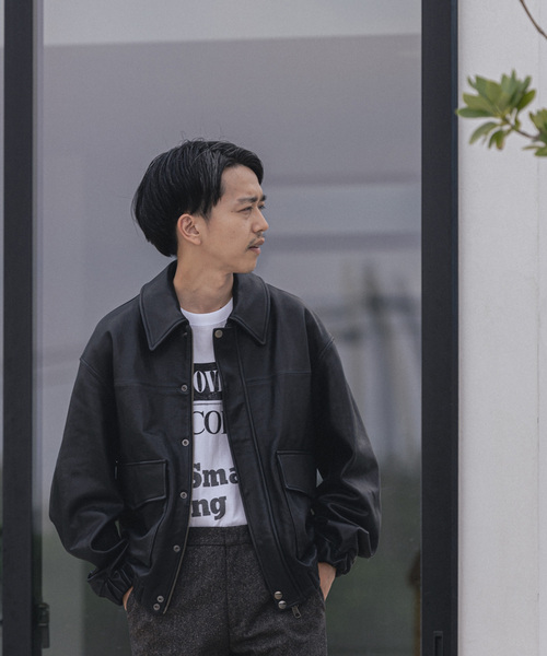 EDIFICE（エディフィス）の「A2 レザーショートブルゾン（ライダース