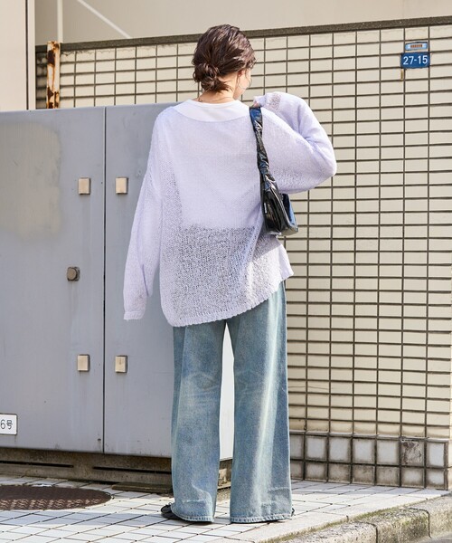 FORTE FORTE◆ニット・セーター(厚手)/O/モヘア/BLU/無地 knitwear women: cardigan, sweater, vest, turtleneck