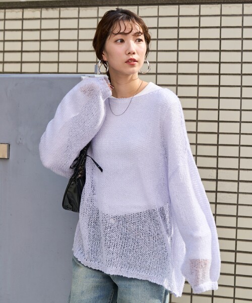 セール】限定展開 モヘアタッチ シアー ニット プルオーバー