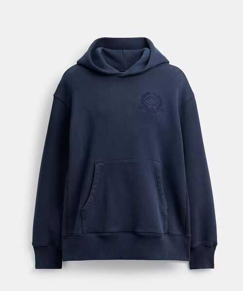 COACH（コーチ）の「オーバーサイズド シグネチャー クレスト フーディー・オーガニック コットン（スウェット・メンズ・ブルー系その他・X-SMALL/MEDIUM/SMALL）」の5枚目の写真