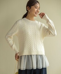 コットンカシミヤ混2WAYケーブル ニット