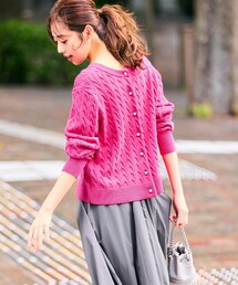 コットンカシミヤ混2WAYケーブル ニット