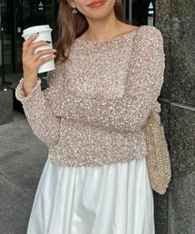 rienda | バックリボンメッシュニットトップス(ニット/セーター)