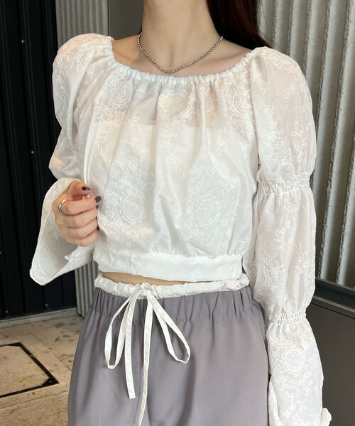 mline（エムライン）の「[mline]ヴィンテージバックリボンブラウス（シャツ/ブラウス・レディース・オフホワイト/ブラック/イエロー・FREE）」の2枚目の写真