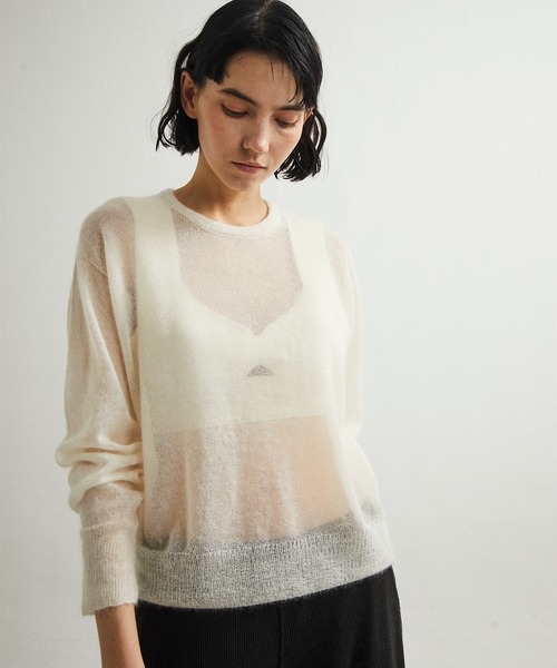 UNFIL(アンフィル)の「unfil アンフィル / extrakid mohair silk crew-neck sweater モヘアシルククルーネックセーター ニット / WFFL-UW101(ニット/セーター・レディース・ライトグリーン/ブラック/オフホワイト/ターコイズブルー・1)」の2枚目の写真