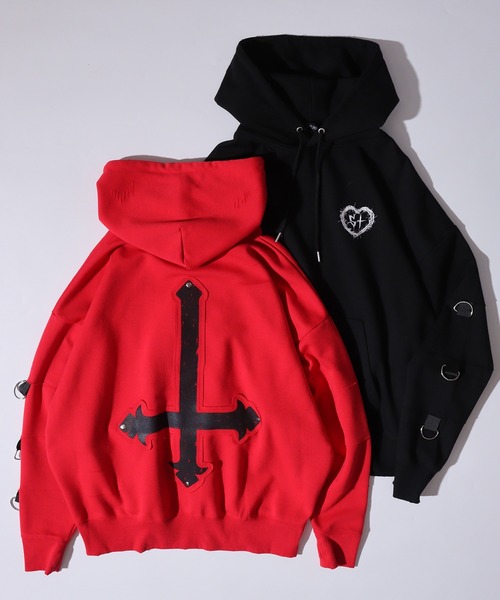 Dark cross pullover hoodie / 闇系クロスアップリケプルオーバーパーカー unisex