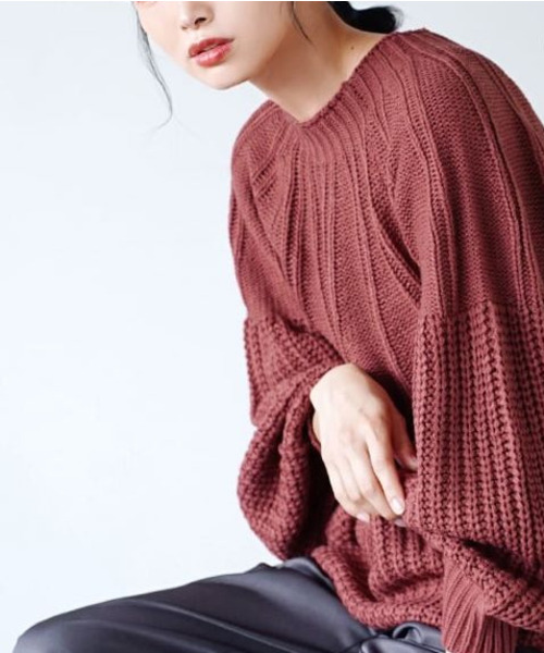 zootie（ズーティー）の「【コロンとシルエットが愛らしい】 コロン ニットプルオーバー（ニット/セーター・レディース・マルーン/アイボリー/ミント/ブラウン・フリー）」の6枚目の写真
