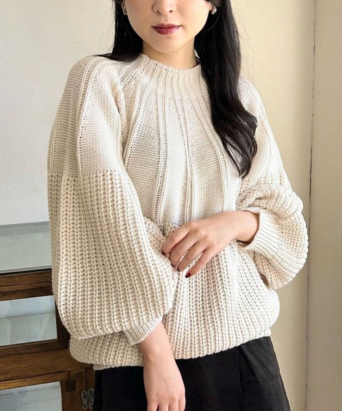 zootie（ズーティー）の「【コロンとシルエットが愛らしい】 コロン ニットプルオーバー（ニット/セーター・レディース・マルーン/アイボリー/ミント/ブラウン・フリー）」の3枚目の写真