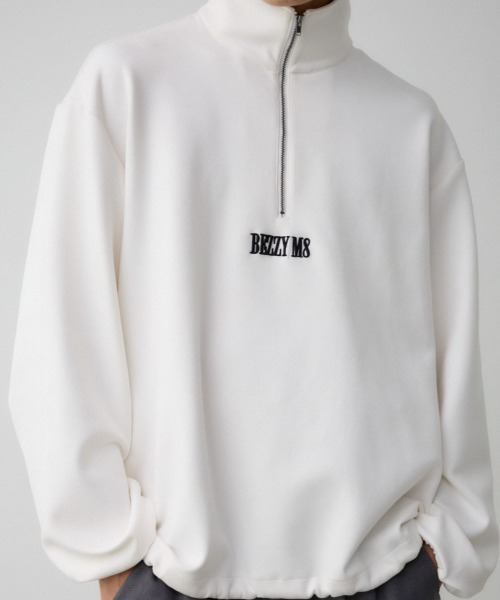 AZUL by moussy(アズールバイマウジー)の「フェウクスウェードハーフジッププルオーバー(スウェット・メンズ・ブラック/グレー/オフホワイト・FREE)」の2枚目の写真