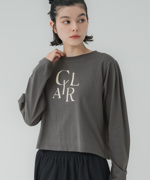 coca（coca）（コカ）の「【WEB限定セール】パフスリーブロゴカットソー（Tシャツ/カットソー・レディース・ホワイト/チャコール・S/L/M）」の2枚目の写真