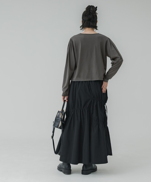 coca（coca）（コカ）の「【WEB限定セール】パフスリーブロゴカットソー（Tシャツ/カットソー・レディース・ホワイト/チャコール・S/L/M）」の13枚目の写真