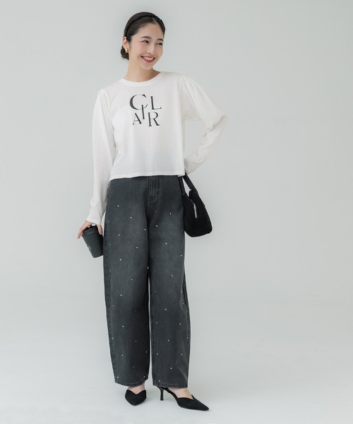 coca（coca）（コカ）の「【WEB限定セール】パフスリーブロゴカットソー（Tシャツ/カットソー・レディース・ホワイト/チャコール・S/L/M）」の5枚目の写真