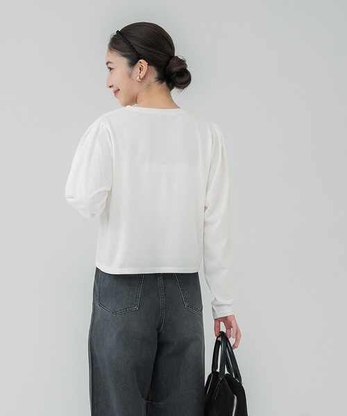 coca（coca）（コカ）の「【WEB限定セール】パフスリーブロゴカットソー（Tシャツ/カットソー・レディース・ホワイト/チャコール・S/L/M）」の7枚目の写真