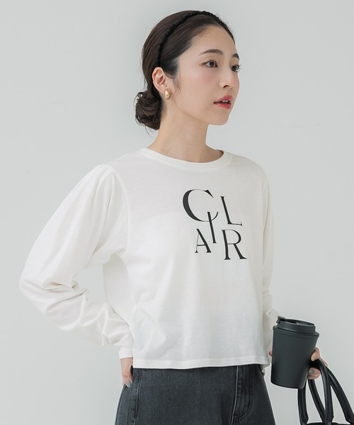 coca（coca）（コカ）の「【WEB限定セール】パフスリーブロゴカットソー（Tシャツ/カットソー・レディース・ホワイト/チャコール・S/L/M）」の3枚目の写真
