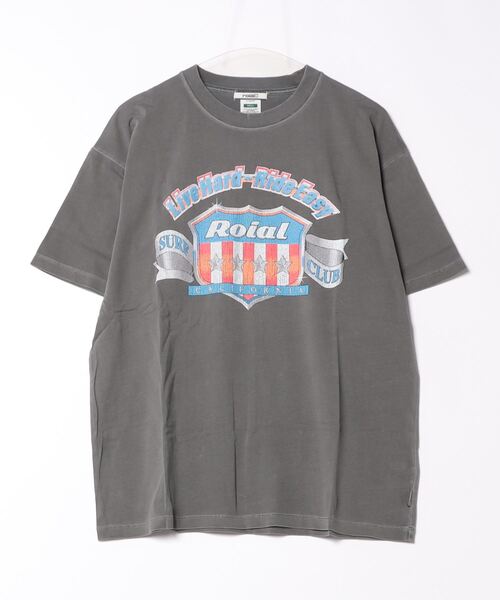 roial(ロイアル)の「DESIGN TEE/ROIAL(ロイアル)アメカジヴィンテージ風ロゴプリントTシャツ半袖(Tシャツ/カットソー・レディース・グレー/ブラック/ネイビー・SMALL/MEDIUM)」の1枚目の写真