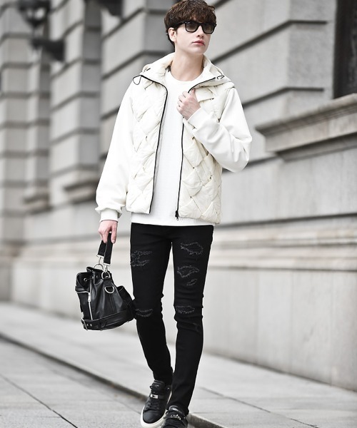 Buffalo Bobs(バッファローボブズ)の「TRANSFORM-INTRE(トランスフォーム イントレ)3WAY イントレ エコダウン ブルゾン(ダウンジャケット/コート・メンズ・ブラック/ホワイト・1-2/2-3/3-4)」の4枚目の写真