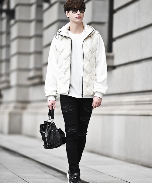 Buffalo Bobs(バッファローボブズ)の「TRANSFORM-INTRE(トランスフォーム イントレ)3WAY イントレ エコダウン ブルゾン(ダウンジャケット/コート・メンズ・ブラック/ホワイト・1-2/2-3/3-4)」の5枚目の写真