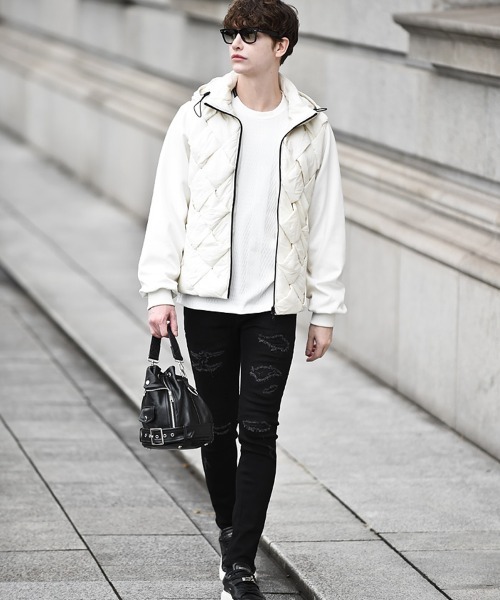 Buffalo Bobs(バッファローボブズ)の「TRANSFORM-INTRE(トランスフォーム イントレ)3WAY イントレ エコダウン ブルゾン(ダウンジャケット/コート・メンズ・ブラック/ホワイト・1-2/2-3/3-4)」の6枚目の写真