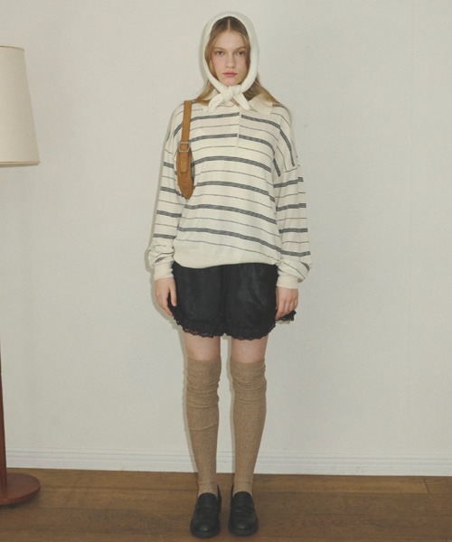 GIUNON（ジウノン）の「thin line polo knit / 細ラインポロニット（ニット/セーター・レディース・アイボリー/グレー/ネイビー・FREE）」の11枚目の写真