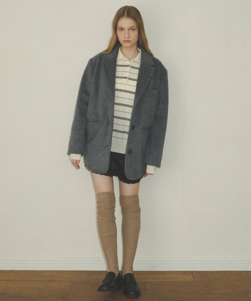 GIUNON（ジウノン）の「thin line polo knit / 細ラインポロニット（ニット/セーター・レディース・アイボリー/グレー/ネイビー・FREE）」の13枚目の写真