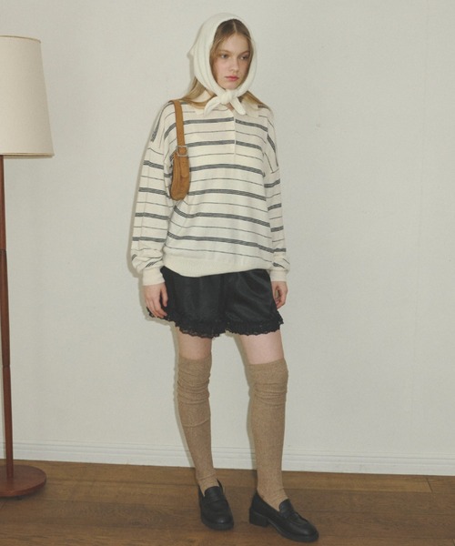 GIUNON（ジウノン）の「thin line polo knit / 細ラインポロニット（ニット/セーター・レディース・アイボリー/グレー/ネイビー・FREE）」の10枚目の写真