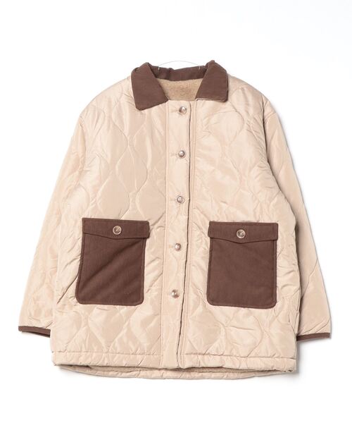 mitis（ミティス）の「mitis コーデュロイ襟 裏ボアウェーブキルトブルゾン（ブルゾン・レディース・ベージュ/ライトカーキ/アイボリー/ブラック・M）」の12枚目の写真