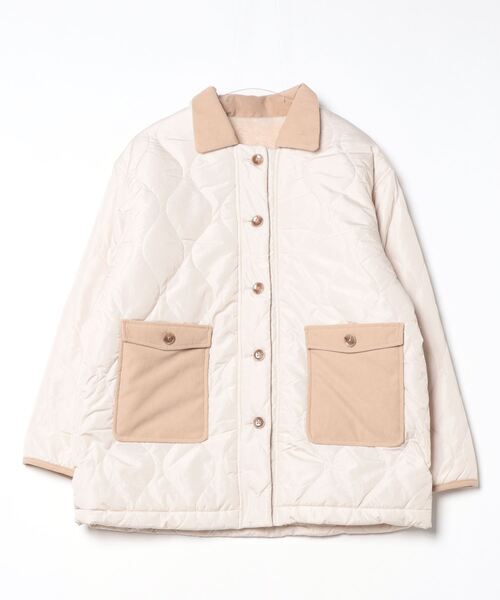 mitis（ミティス）の「mitis コーデュロイ襟 裏ボアウェーブキルトブルゾン（ブルゾン・レディース・ベージュ/ライトカーキ/アイボリー/ブラック・M）」の10枚目の写真