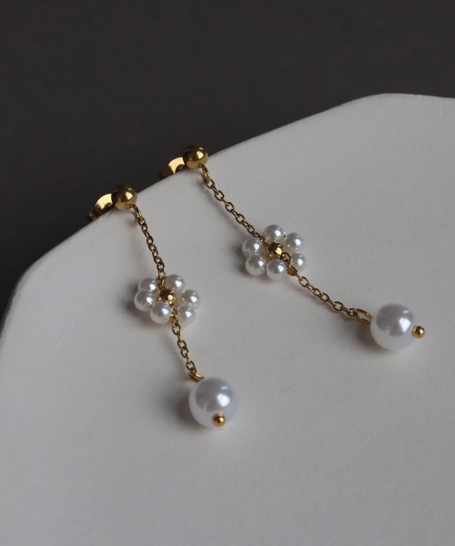 abaskdesign(アバスクデザイン)の「金属アレルギー対応 フラワーパール ピアス(ピアス(両耳用)・レディース・ゴールド・FREE)」の13枚目の写真