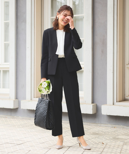 【セール】《洗える・ストレッチ・シワになりにくい》正解 ノーカラージャケット【CF/クロスファンクション】（ノーカラージャケット）｜CF（クロスファンクション）