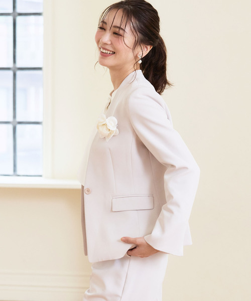 【セール】《洗える・ストレッチ・シワになりにくい》正解 ノーカラージャケット【CF/クロスファンクション】（ノーカラージャケット）｜CF（クロスファンクション）