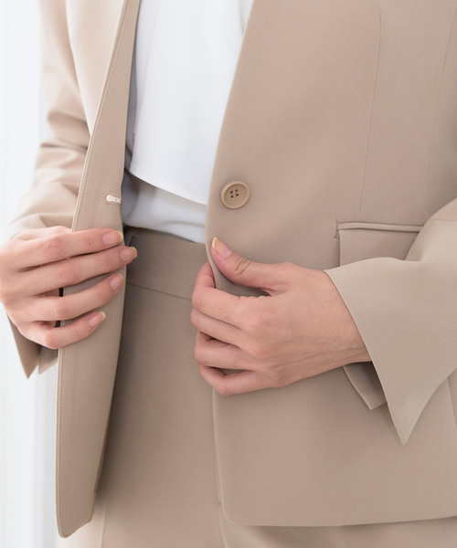 【セール】《洗える・ストレッチ・シワになりにくい》正解 ノーカラージャケット【CF/クロスファンクション】（ノーカラージャケット）｜CF（クロスファンクション）