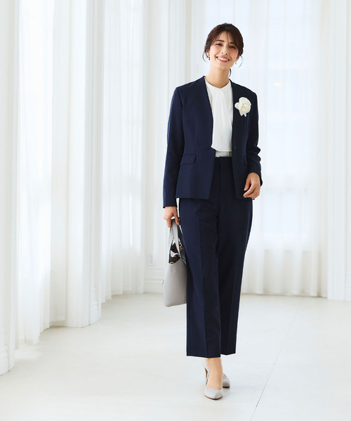 【セール】《洗える・ストレッチ・シワになりにくい》正解 ノーカラージャケット【CF/クロスファンクション】（ノーカラージャケット）｜CF（クロスファンクション）