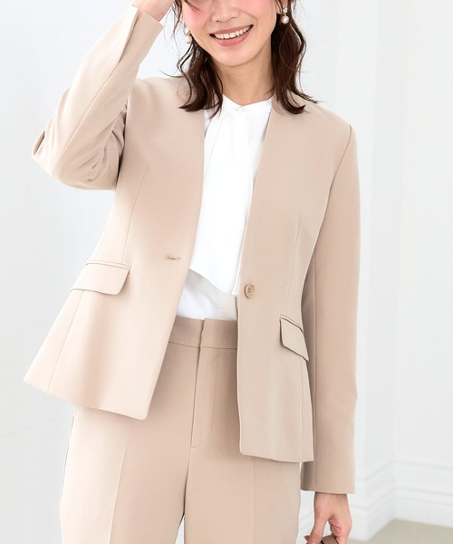 【セール】《洗える・ストレッチ・シワになりにくい》正解 ノーカラージャケット【CF/クロスファンクション】（ノーカラージャケット）｜CF（クロスファンクション）