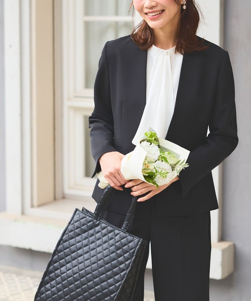 【セール】《洗える・ストレッチ・シワになりにくい》正解 ノーカラージャケット【CF/クロスファンクション】（ノーカラージャケット）｜CF（クロスファンクション）