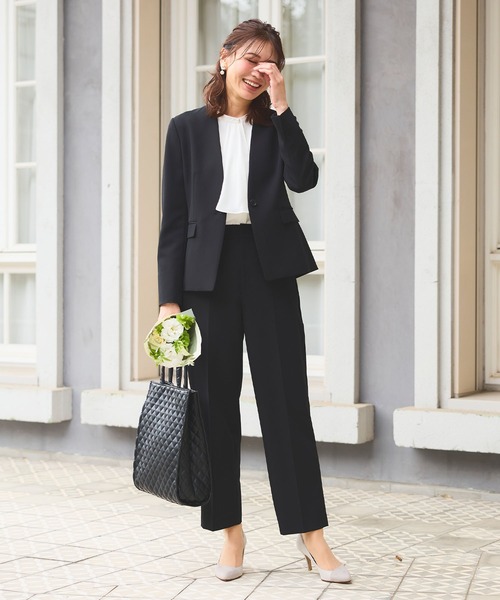 【セール】《洗える・ストレッチ・シワになりにくい》正解 ノーカラージャケット【CF/クロスファンクション】（ノーカラージャケット）｜CF（クロスファンクション）