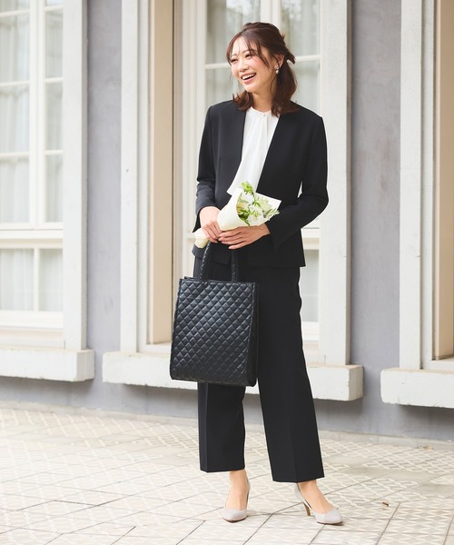 【セール】《洗える・ストレッチ・シワになりにくい》正解 ノーカラージャケット【CF/クロスファンクション】（ノーカラージャケット）｜CF（クロスファンクション）