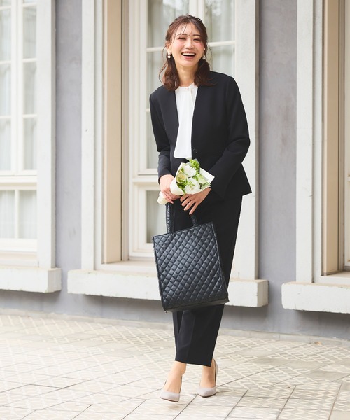 【セール】《洗える・ストレッチ・シワになりにくい》正解 ノーカラージャケット【CF/クロスファンクション】（ノーカラージャケット）｜CF（クロスファンクション）