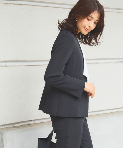 【セール】《洗える・ストレッチ・シワになりにくい》正解 ノーカラージャケット【CF/クロスファンクション】（ノーカラージャケット）｜CF（クロスファンクション）