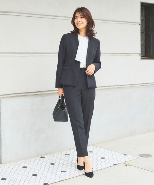 【セール】《洗える・ストレッチ・シワになりにくい》正解 ノーカラージャケット【CF/クロスファンクション】（ノーカラージャケット）｜CF（クロスファンクション）