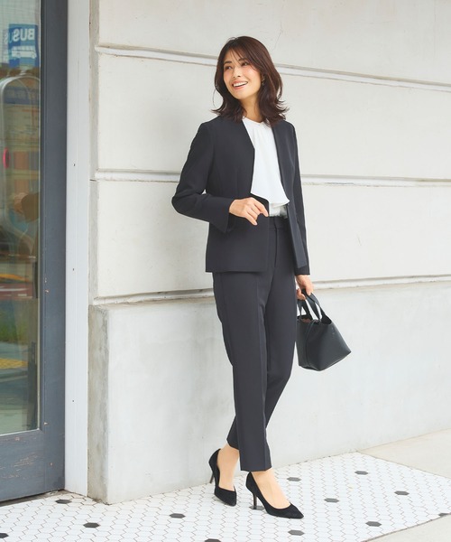 【セール】《洗える・ストレッチ・シワになりにくい》正解 ノーカラージャケット【CF/クロスファンクション】（ノーカラージャケット）｜CF（クロスファンクション）