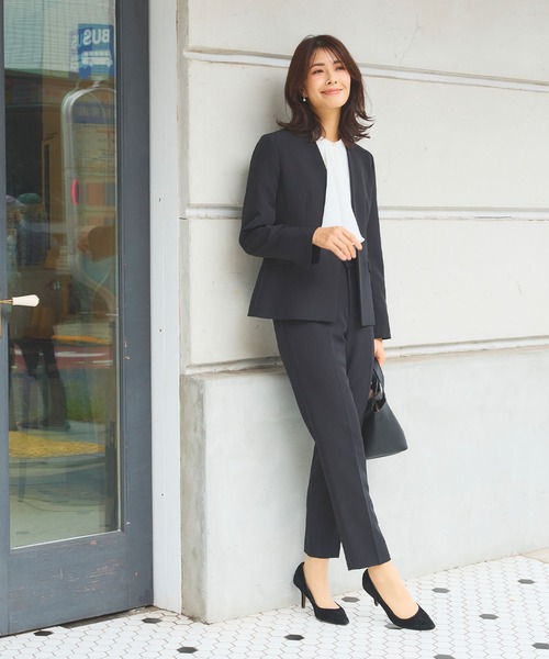 【セール】《洗える・ストレッチ・シワになりにくい》正解 ノーカラージャケット【CF/クロスファンクション】（ノーカラージャケット）｜CF（クロスファンクション）