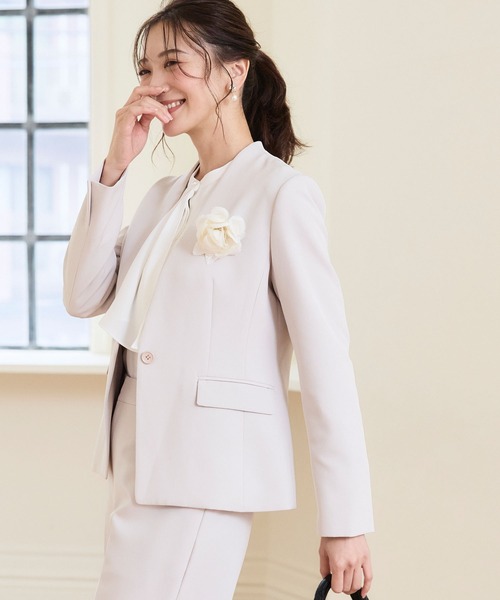 【セール】《洗える・ストレッチ・シワになりにくい》正解 ノーカラージャケット【CF/クロスファンクション】（ノーカラージャケット）｜CF（クロスファンクション）